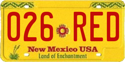 NM license plate 026RED