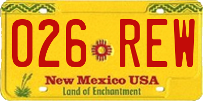 NM license plate 026REW