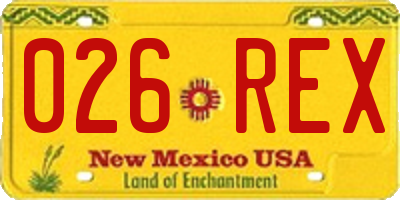 NM license plate 026REX