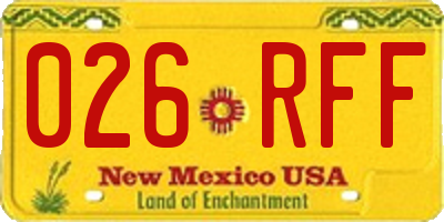NM license plate 026RFF