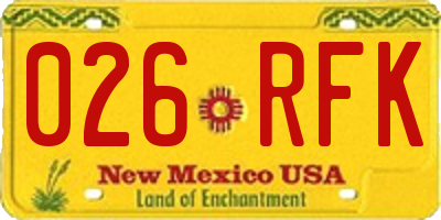 NM license plate 026RFK