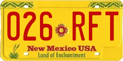 NM license plate 026RFT