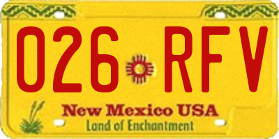 NM license plate 026RFV