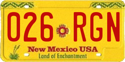 NM license plate 026RGN
