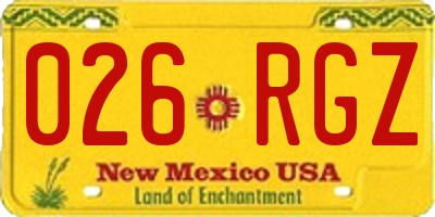 NM license plate 026RGZ