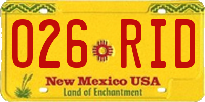 NM license plate 026RID