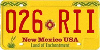 NM license plate 026RII