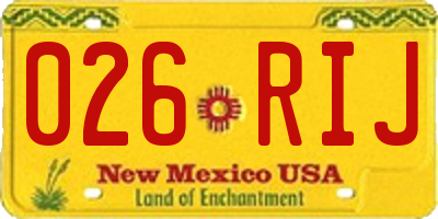 NM license plate 026RIJ