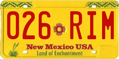 NM license plate 026RIM