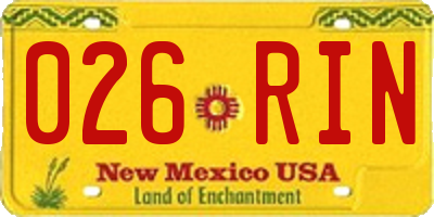 NM license plate 026RIN