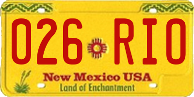 NM license plate 026RIO