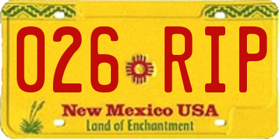 NM license plate 026RIP