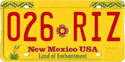 NM license plate 026RIZ