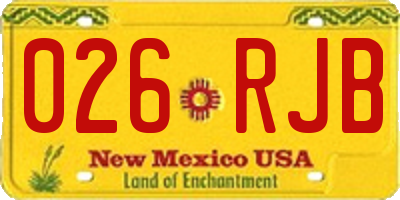 NM license plate 026RJB