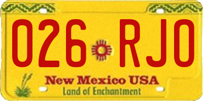 NM license plate 026RJO