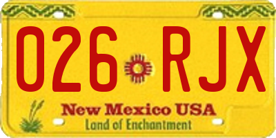 NM license plate 026RJX