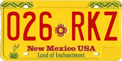 NM license plate 026RKZ