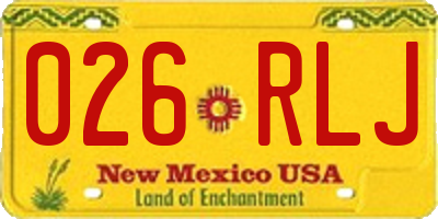 NM license plate 026RLJ
