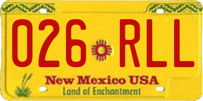 NM license plate 026RLL
