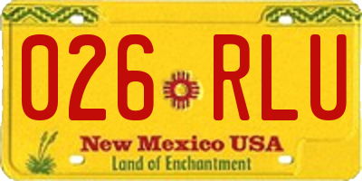 NM license plate 026RLU