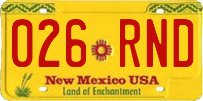 NM license plate 026RND