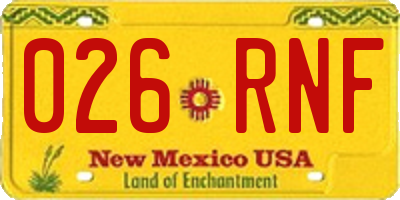 NM license plate 026RNF