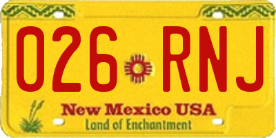 NM license plate 026RNJ