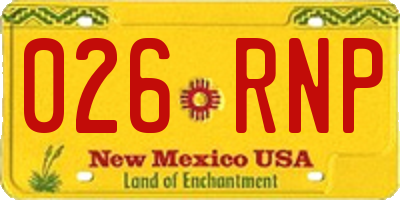 NM license plate 026RNP