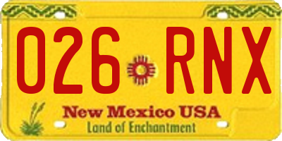 NM license plate 026RNX