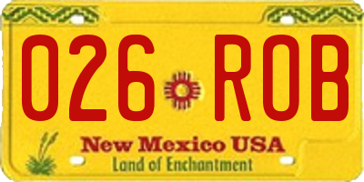 NM license plate 026ROB