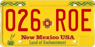 NM license plate 026ROE