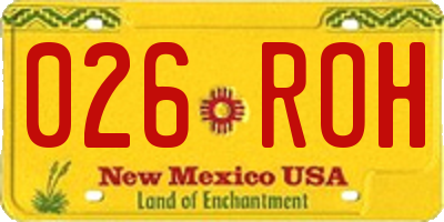 NM license plate 026ROH