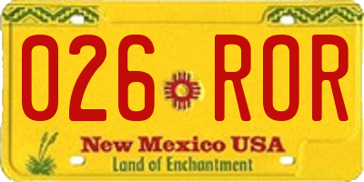 NM license plate 026ROR