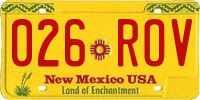 NM license plate 026ROV