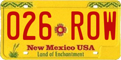NM license plate 026ROW