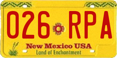 NM license plate 026RPA