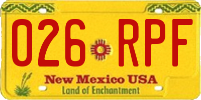 NM license plate 026RPF