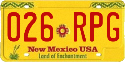 NM license plate 026RPG