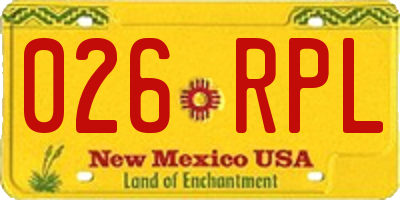NM license plate 026RPL