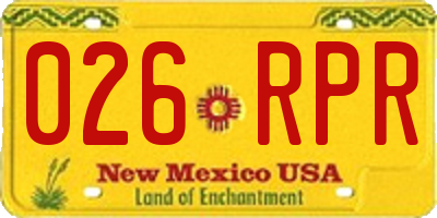 NM license plate 026RPR