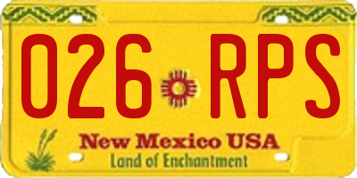 NM license plate 026RPS