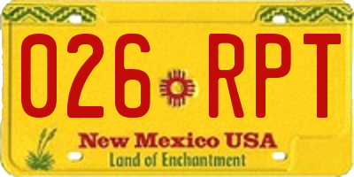 NM license plate 026RPT