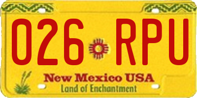 NM license plate 026RPU