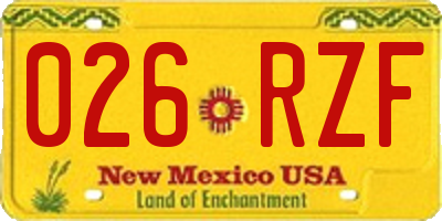 NM license plate 026RZF