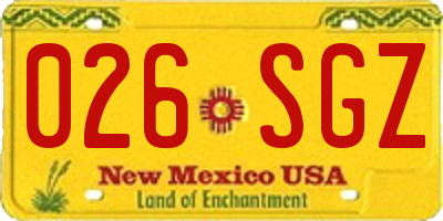 NM license plate 026SGZ