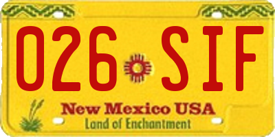 NM license plate 026SIF