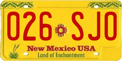 NM license plate 026SJO