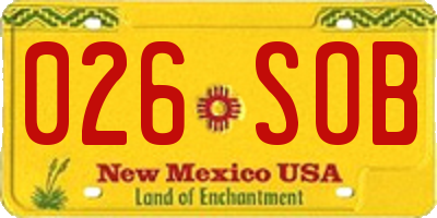 NM license plate 026SOB