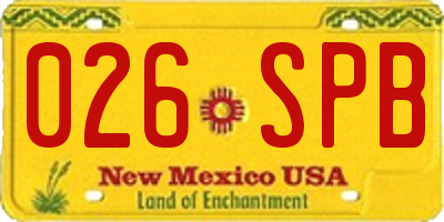 NM license plate 026SPB