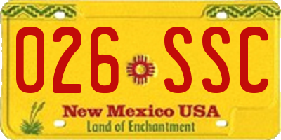 NM license plate 026SSC